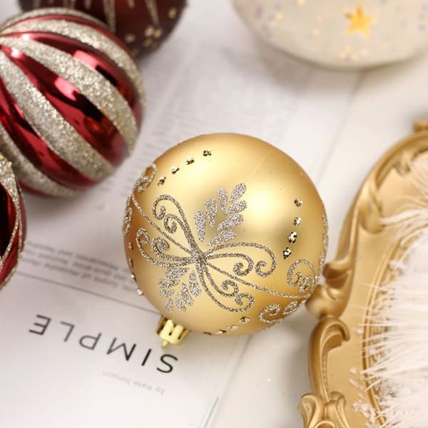 16 stk. Rød Guld Uknuselige Blanke Matte Julekugle Ornament