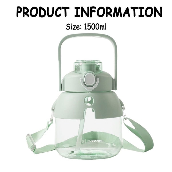 Bærbar grøn vandflaske med stor kapacitet 1500ml KLB