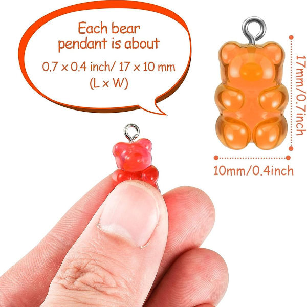 36 kpl värikkäitä Gummy Bear -riipuksia hartsista
