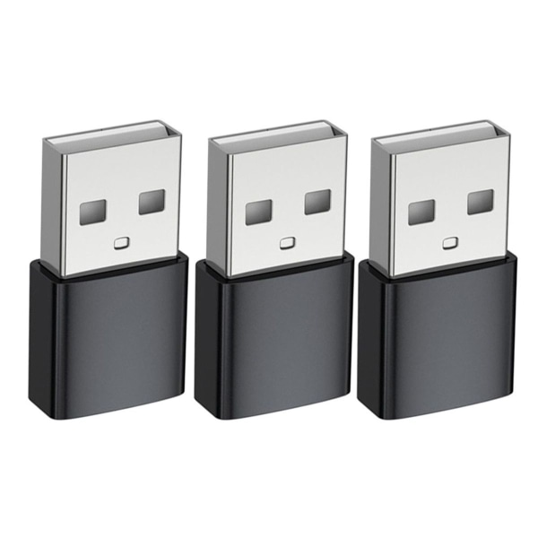 USB C hunn-til-USB-hann-adapterpakke med 3 [aluminiumshus, svart