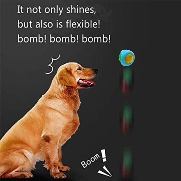 Hundlekeball med LED-lys og pipelyd, hundeball blå KLB