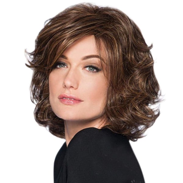 Parykk Lace Front Curl Brun, Kvinners Shaggy Kort Krøllete Hår