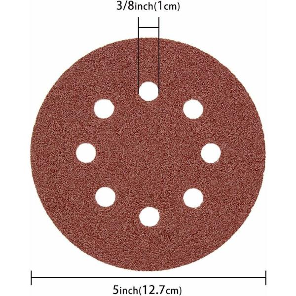 50 stk. slibepapir 240 korn, 125 mm 5 tommer 8 huller slibeskiver til excentersliber og alle oscillerende værktøjer (240 x 50 stk.) KLB