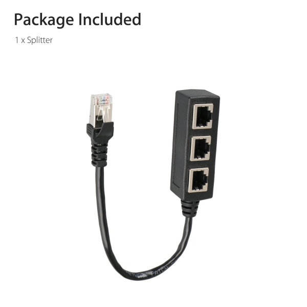 RJ45 LAN Ethernet 1 til 3 Port Splitter Kabel Nettverk Cat5 Cat6 Adapter Socket