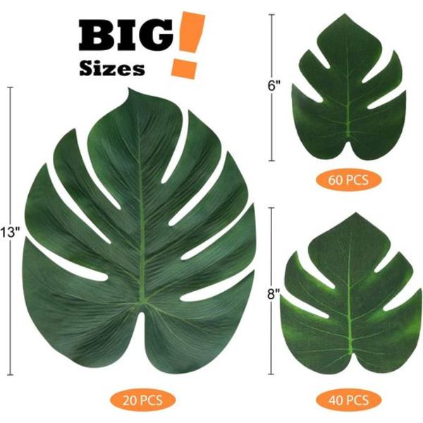 120 Pak Tropiske Palmblade Plante Imitation Hawaiiansk Jungle Party Bord