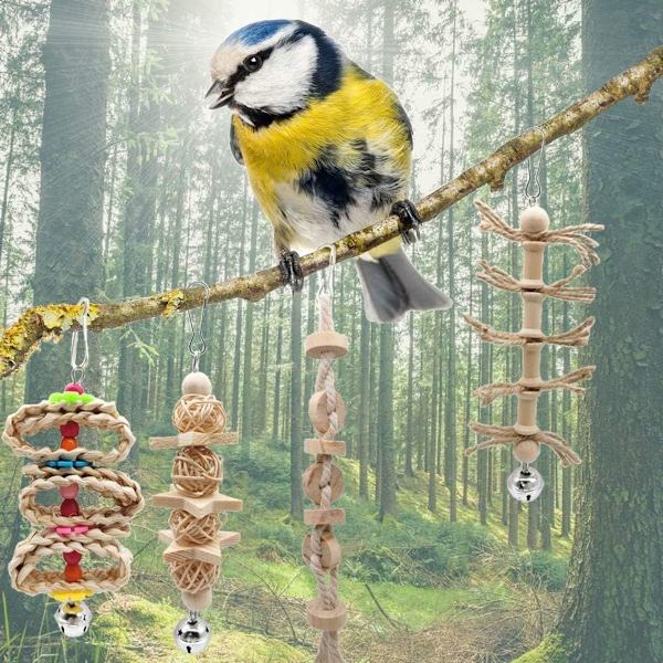 Creatiees 8 kappaleen linnun papukaija kello keinu lelut, linnun lelut KLB