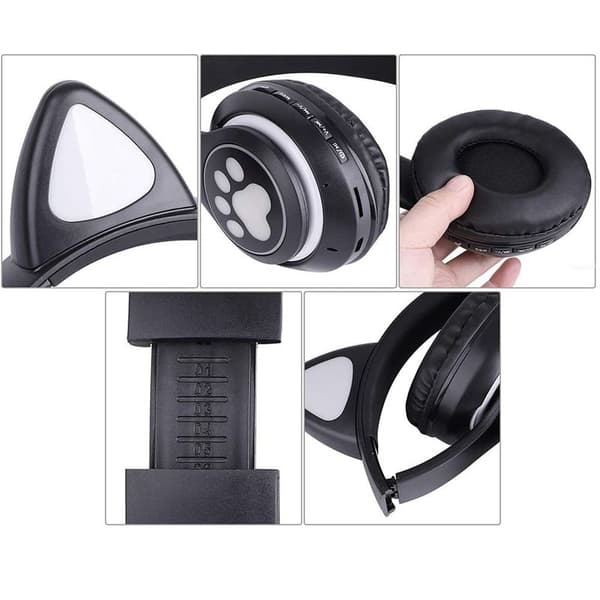 Bluetooth-headset, katteøre-headset, svart