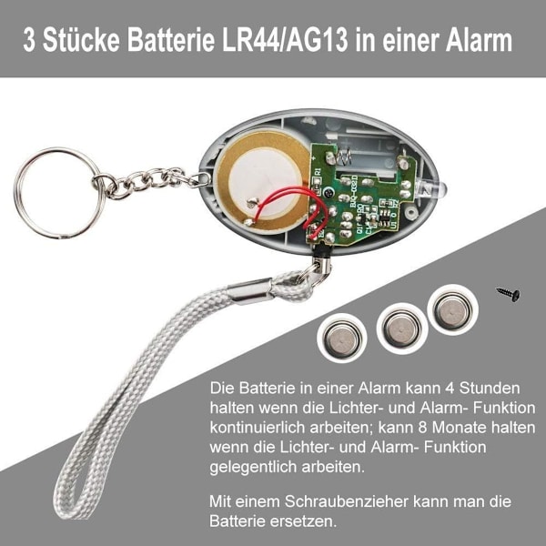 Henkilökohtainen hätävaroitin, turvallinen akustinen hälytin 130dB LED