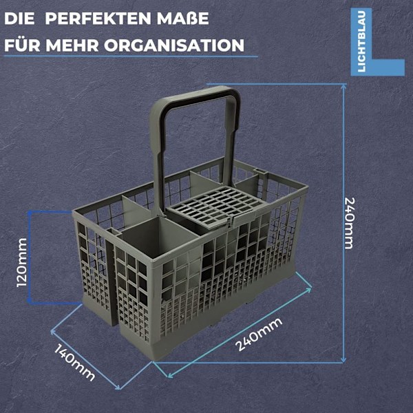 Universal bestickkorg passar många diskmaskinsdimensioner: 240 x 140 mm -