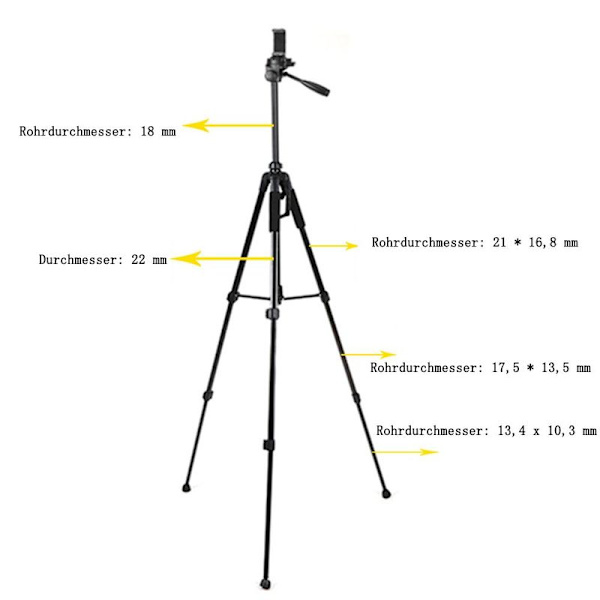 3D-kamerastativ Lätt fotostativ med mobiltelefonhållare, stativhöjd, stativ med