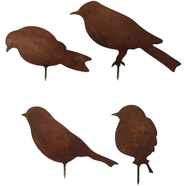 Ruosteiset linnut ruuvilla puuhun ruuvaamiseen, 4 patinalintua KLB