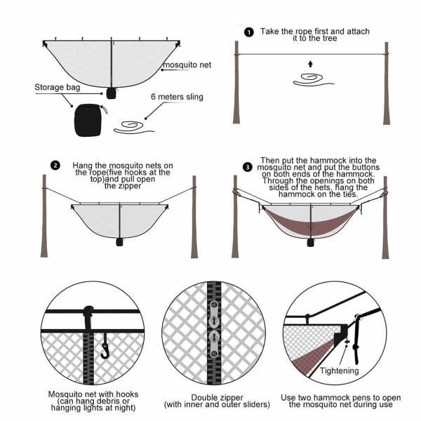 Myggnett-hängmatta för att förhindra mygg, passar alla campinghängmattor, kompakt KLB