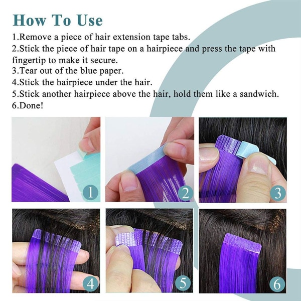 8 ark erstatningstape, selvklæbende strimler, erstatningstape til tape i hårextensions