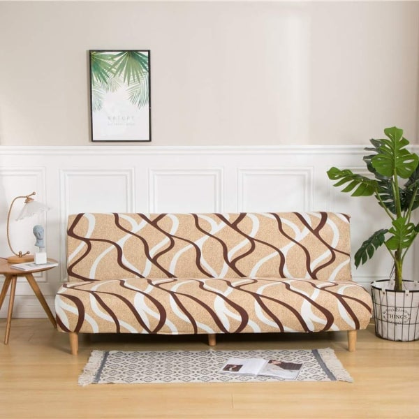Armløs sofaovertrekk, stretch sofaoverkast for sovesofa