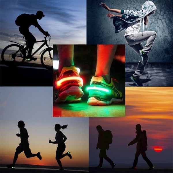2 stk LED-skoklemmelys Sikkerhet Nattløpeutstyr Nyttig nattløpelampe for løpere Joggere Bikers Walkers grønn