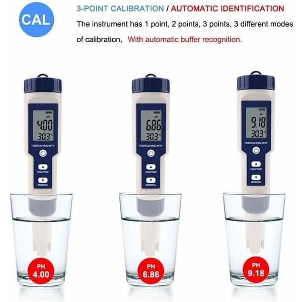 5 i 1 Vatten Testare Digital TDS/EC/PH/Salthalt/Temperatur