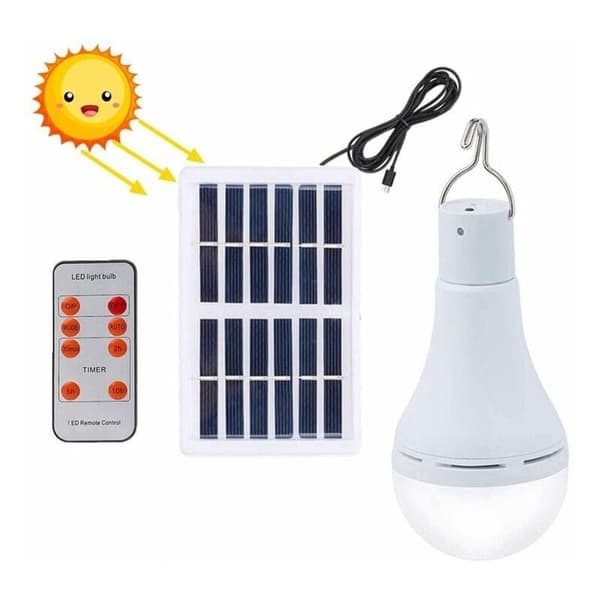 Vanntett solcelled LED-lyspære, fjernkontroll, timer