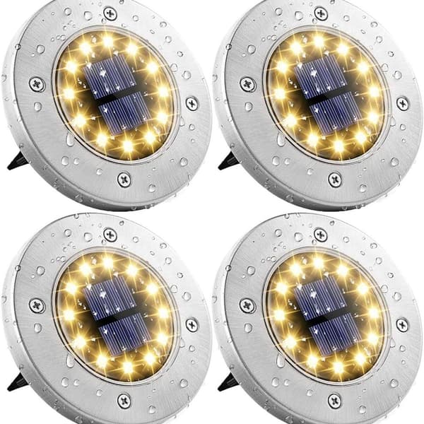 Pakke med 4 solcellelamper til haven 12 LED solcellelampe til gulvet udendørs solcelle KLB