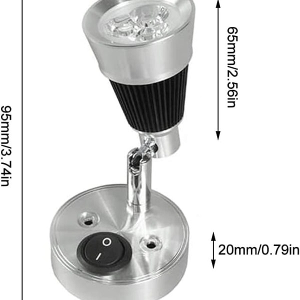 12V LED-spot veggleselampe, 2 stk. bil LED-lys, justerbar bryter, innfelt