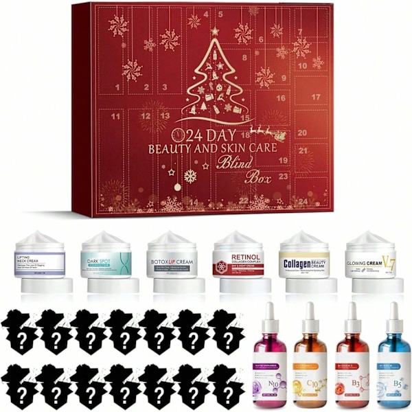 Legg til i ønskelistekalender 'Julehudpleie Julemakeupsett, kalender' Jule skjønnhet 24 dager, nedtellingskalender Jul, gaveeske