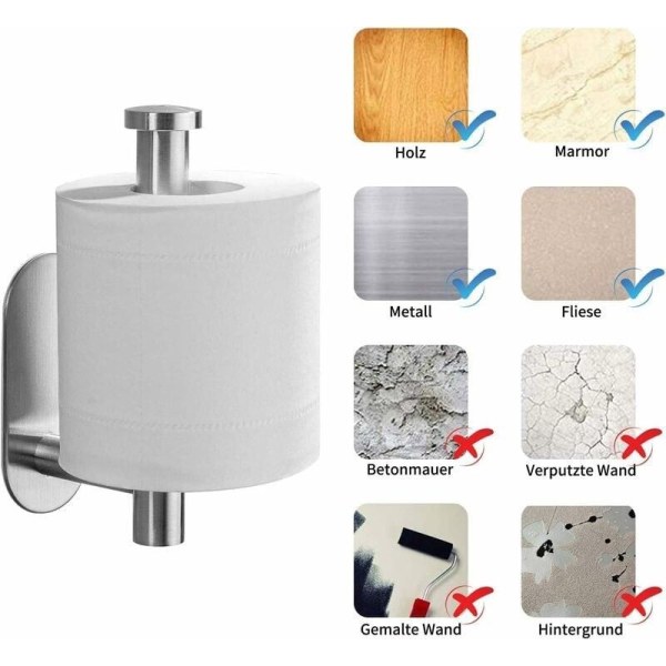 Selvklæbende toiletrulleholder, toiletrulleholder i rustfrit stål, toiletter