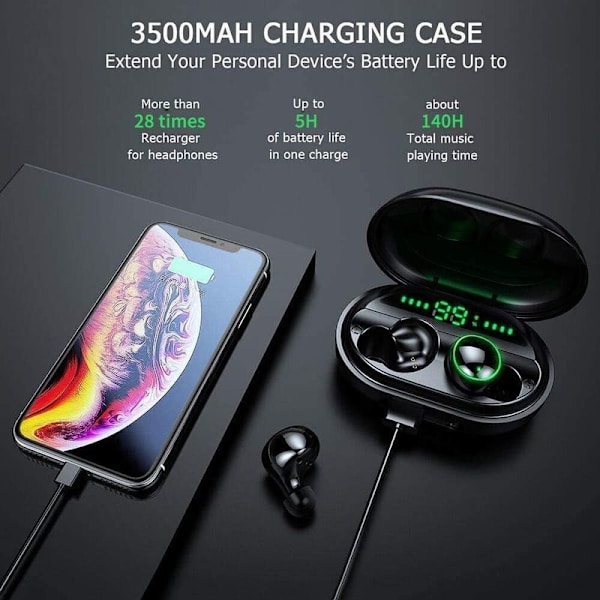 5.0 trådlösa öronsnäckor med mikrofon för sport för iPhone