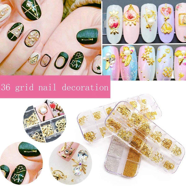3D Nail Art Metall Charms Stud Örhängen Juveler Dekaler Dekorationer Tillbehör 80 KLB
