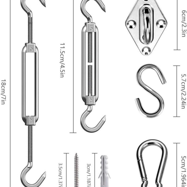 Skygge sejl monteringssæt, skygge sejl tilbehør, 42 stykker KLB