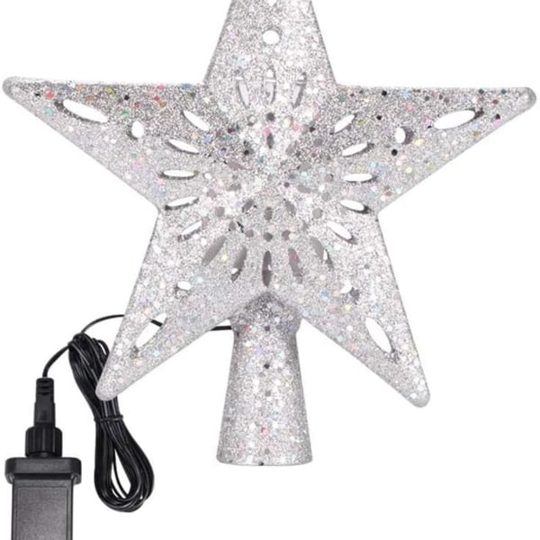 Juletræstopper stjerne julestjerne med justerbar LED projektor KLB