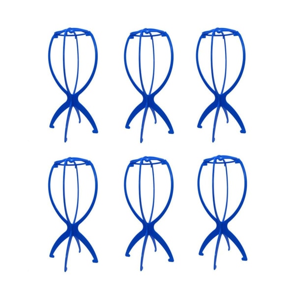 Pack of 6 wig holder stand holder, transportable blue KLB