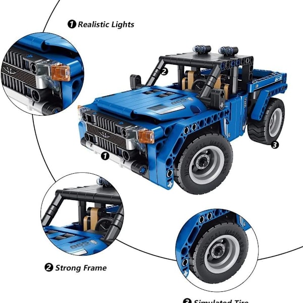 STEM-byggleksaker 2 i 1 Pickup/Racing Model Fjärrkontrollbil KLB