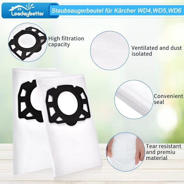 12 kpl imuripusseja Kärcher WD4 WD5 WD6 MV4 MV5 MV6 -suodattimille