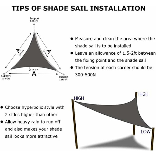 x 3 x 3 m Skygge Segl Trekant UV Beskyttelse Sol Beskyttelse Vanntett Sol Segl Segl for Utendørs Patio Pergola oransje KLB