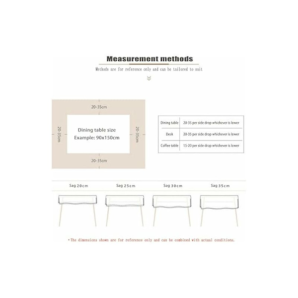 Nordisk bomullslinneduk, tjukk, myk og anti-rynke, vaskbar dekorativ bordplate（Khaki 90 × 150cm） KLB