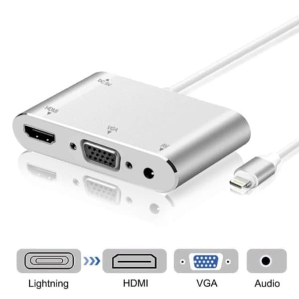 1080p Lightning - HDMI VGA -ääni- ja videoadapterikytkin Apple KLB:lle