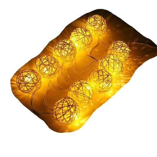 Batteridrivna LED-ljusslingor 5m 40 klotformade rottingbollar