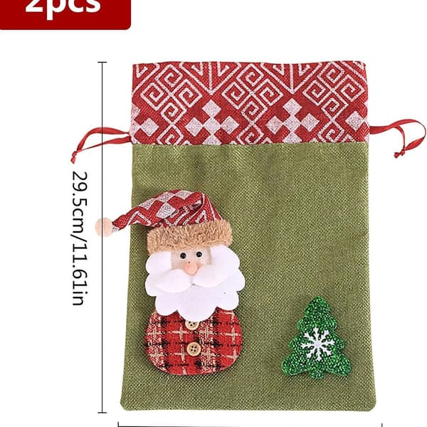 2-pack dragsnöre presentpåsar med tomte- och snögubbedesign