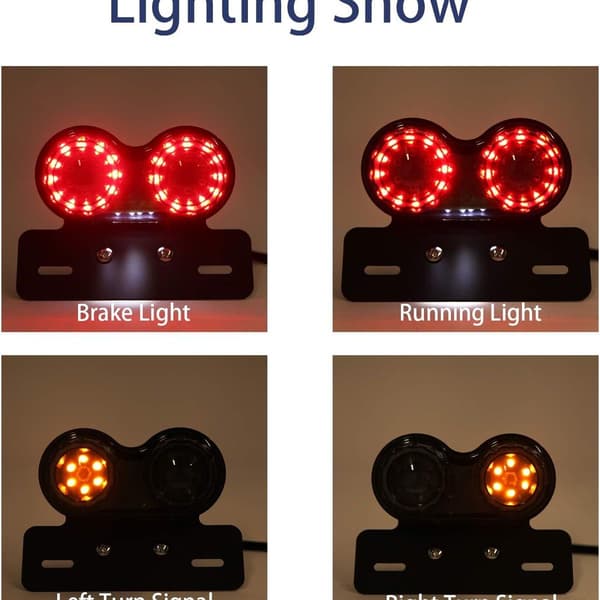 40 LED motorsykkel baklys, integrert bremselys, blinklys KLB