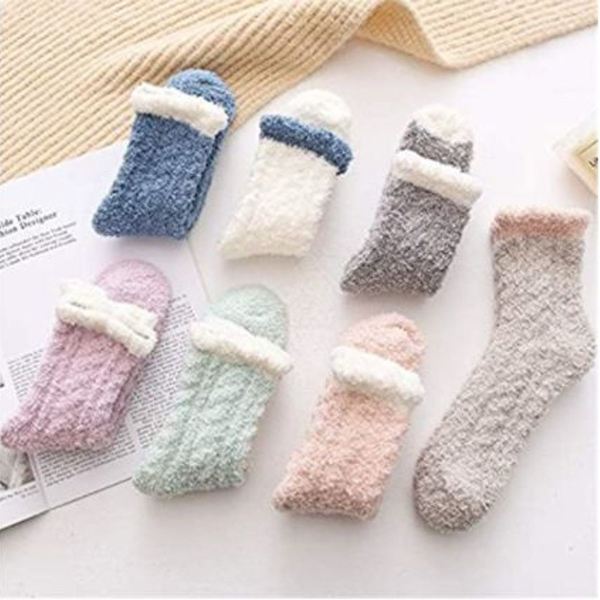 Dam Fuzzy Socks Tofflor Vinter Fluffig Mysig Stuga Varm Mjuk KLB