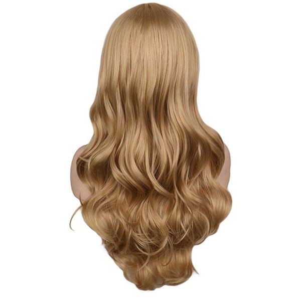 Blond lang krøllete kvinne parykk