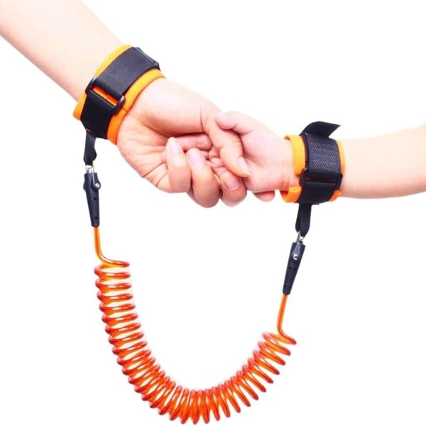 TOYESS 2,5 m anti-lost håndleddsbelte, 360° roterende elastisk ståltau for baby og KLB
