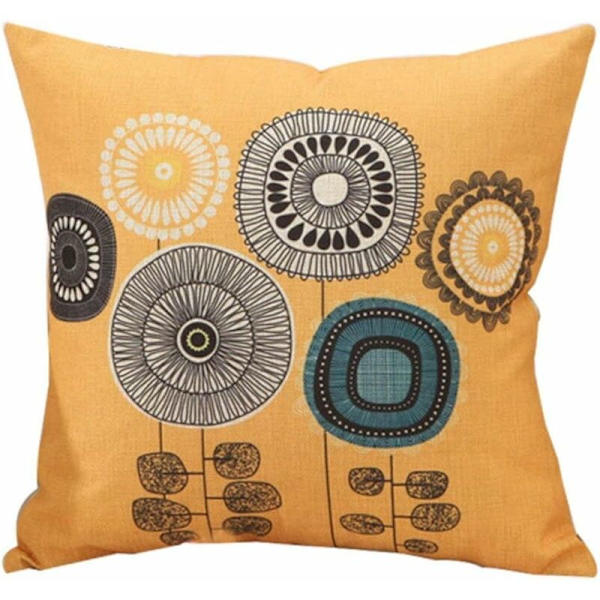 Sett med 4 bomulls- og linputetrekk med tropiske plante mønster 45 x 45 cm KLB