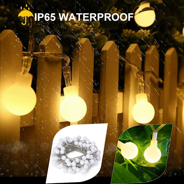 Utomhus ljusslinga, 10m 80 LED batteridriven LED ljusslinga, vattentät IP65, sovrum, juldekoration (varmvit) KLB