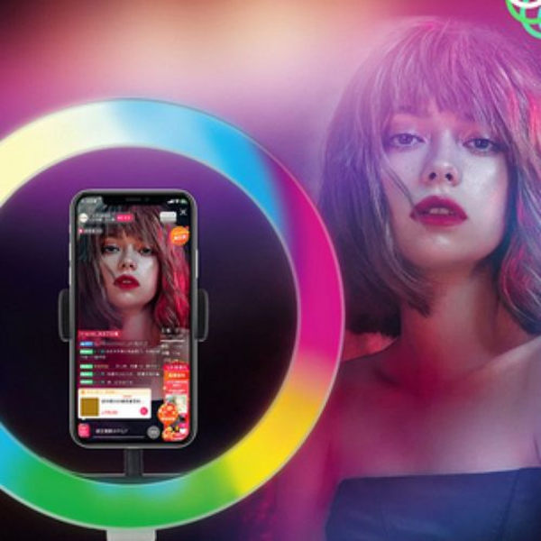 Ringlys bærbar lampe videokonferanse, 8\" LED selfie ringlys med uttrekkbar