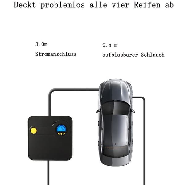 Liten bärbar luftkompressor däckpump med tryckmätare bildäckpump