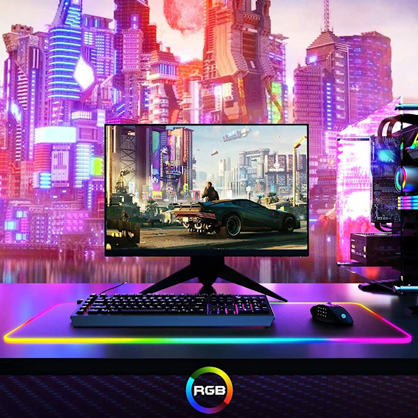 RGB Gaming Musmatta Stor Utökad Mjuk LED Musmatta