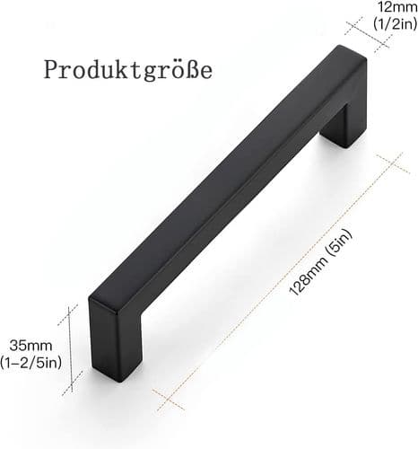 Pakke med 10 møbelgreb, firkantede greb i sort design