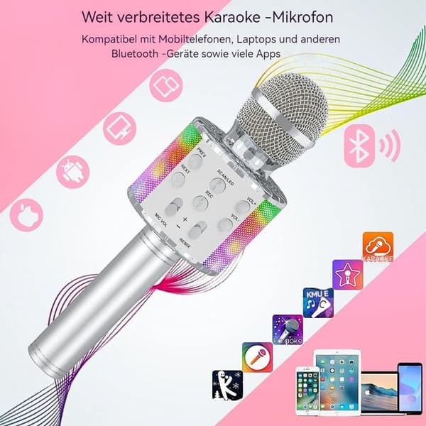 Ankuka Karaoke Mikrofon Barn, 2-pack Trådlös Magisk Sång Bluetooth KLB