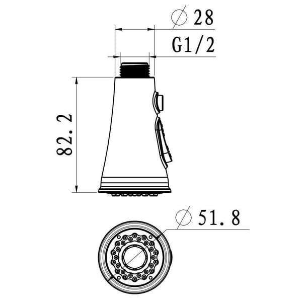 Høytrykks kjøkkenkrantilkobling, 360° rotasjon, 2 moduser