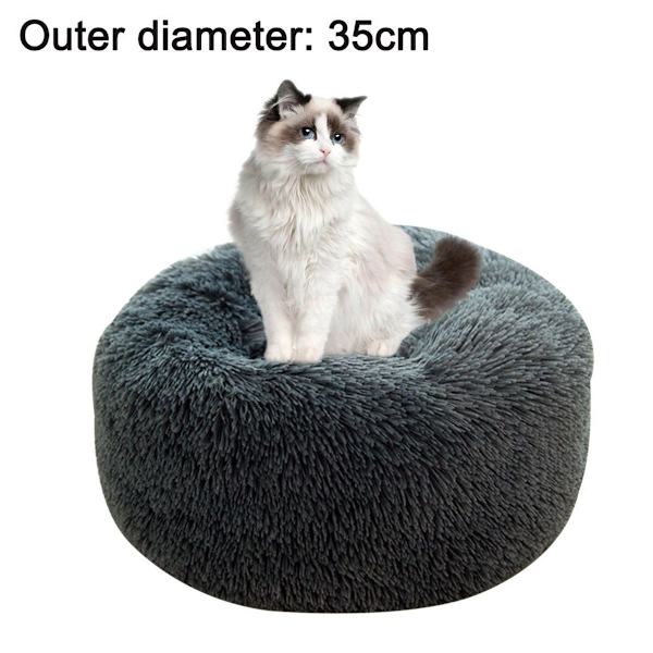Rund 35cm mørkegrå katteseng hundeseng donut myk mørkegrå KLB